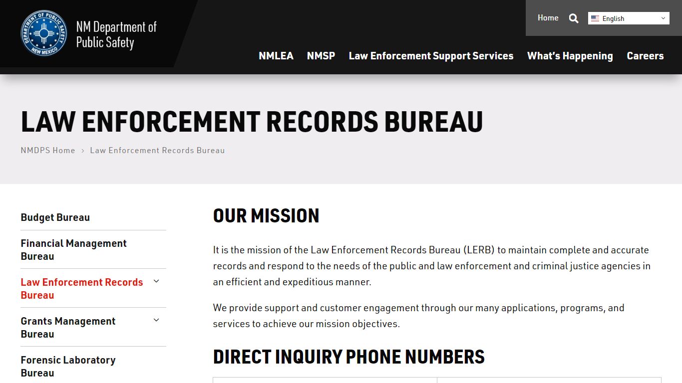 Law Enforcement Records Bureau - NM Department of Public Safety